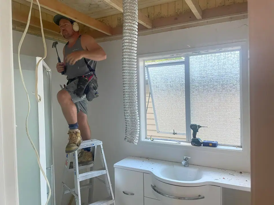 Parksey Construction on site during a bathroom renovation