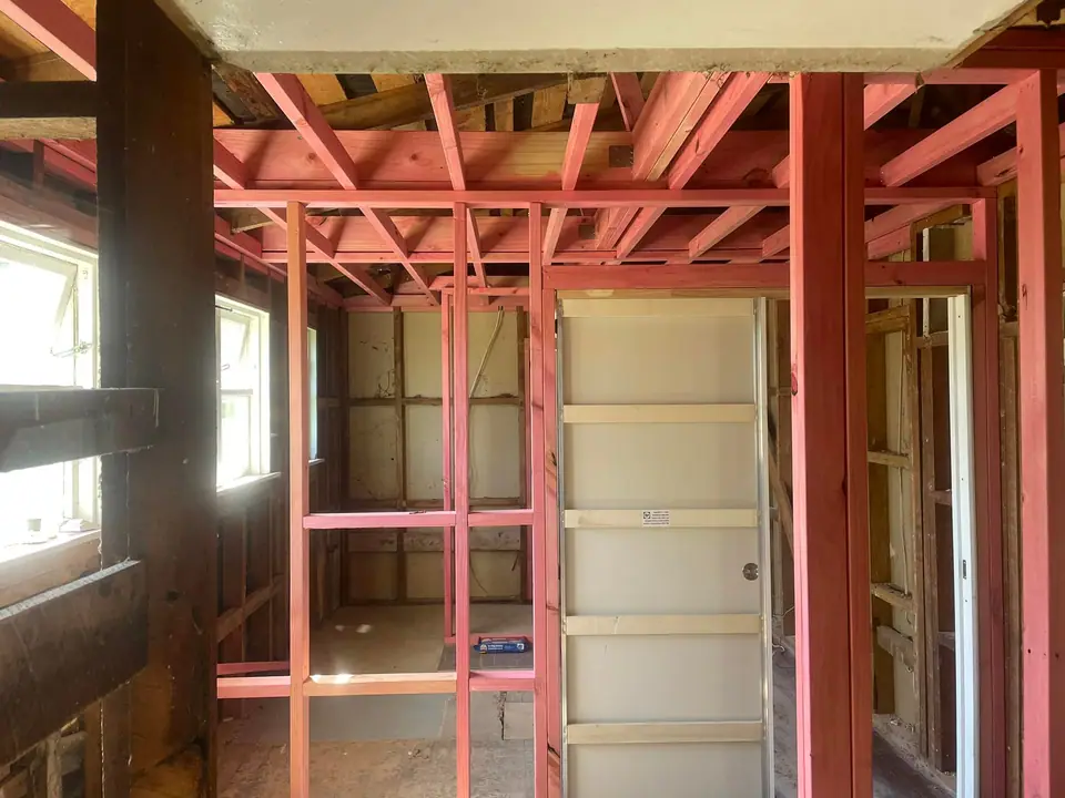 Interior walls reframed during a home renovation in Taranaki