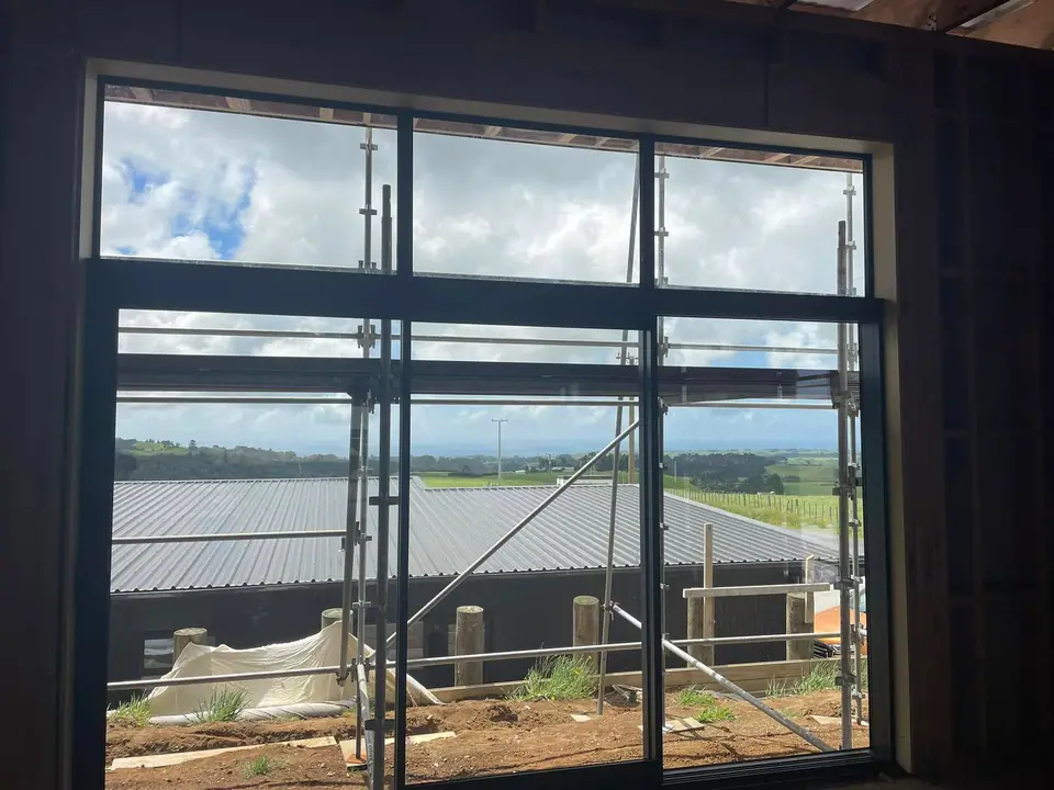 View through new window joinery on a new build