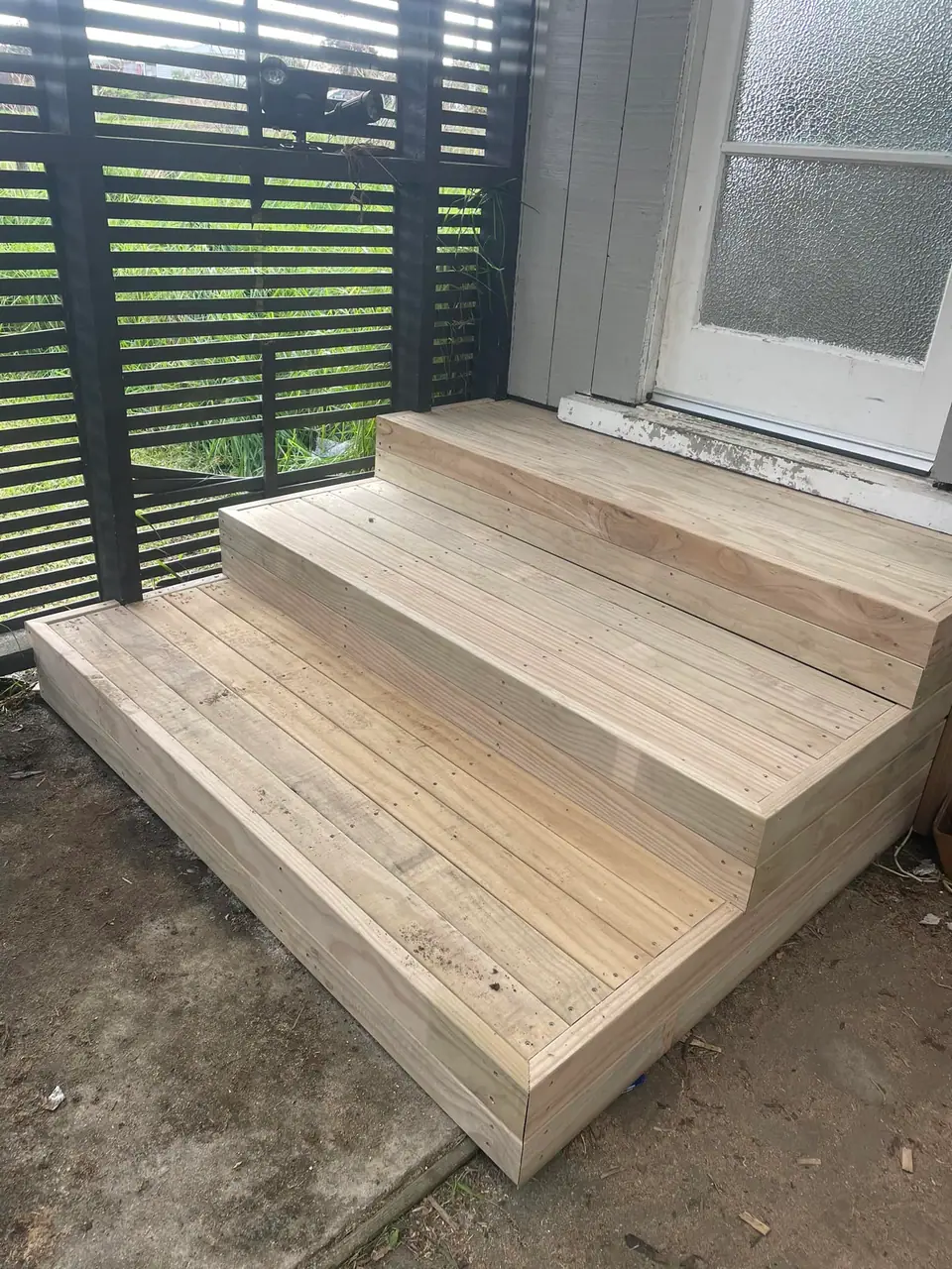 New timber steps built at a back door